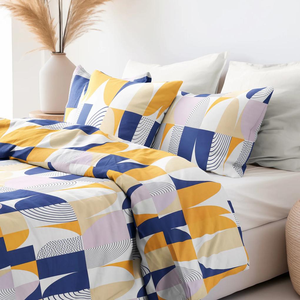 Goldea lenjerie de pat din 100% bumbac deluxe - forme geometrice colorate 140 x 200 și 50 x 70 cm