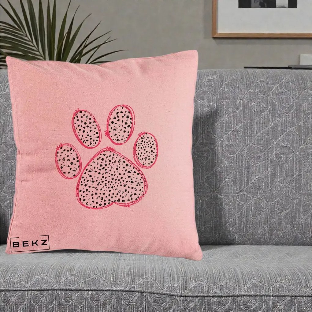 Perna Personalizata Labuta Dalmatian Roz Neon, 40x40 cm, Roz, Husa Detasabila, Perna Inclusa, BEKZ®