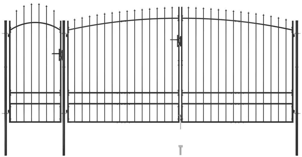Poarta gard pentru gradina cu varf sulita, negru 5 x 2,45 m 5 x 2.45 m