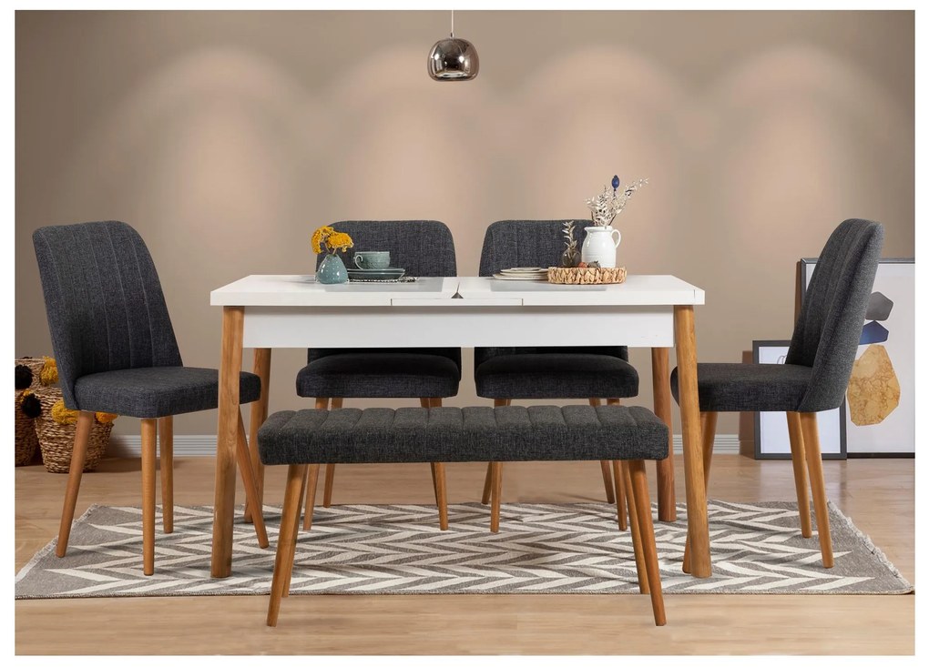 Set masă scaune Senteago (pentru persoane) (Pin atlantic + alb + antracit). 1106425