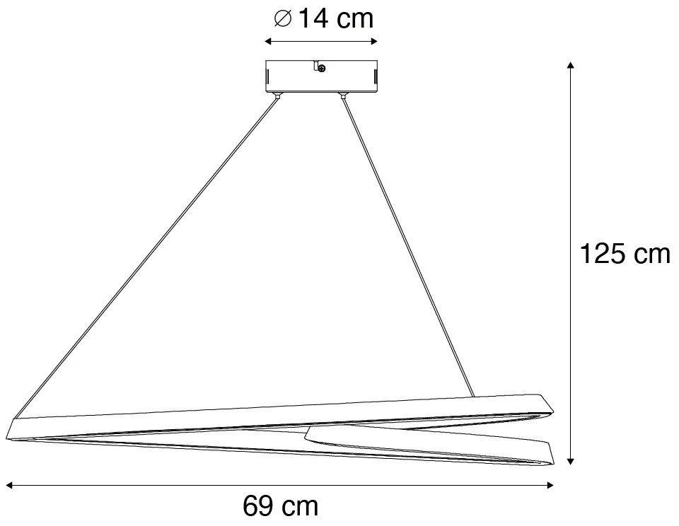 Lampa suspendată scandinavă neagră 72cm incl. LED cu 3 trepte de intensitate luminoasă - Circuit
