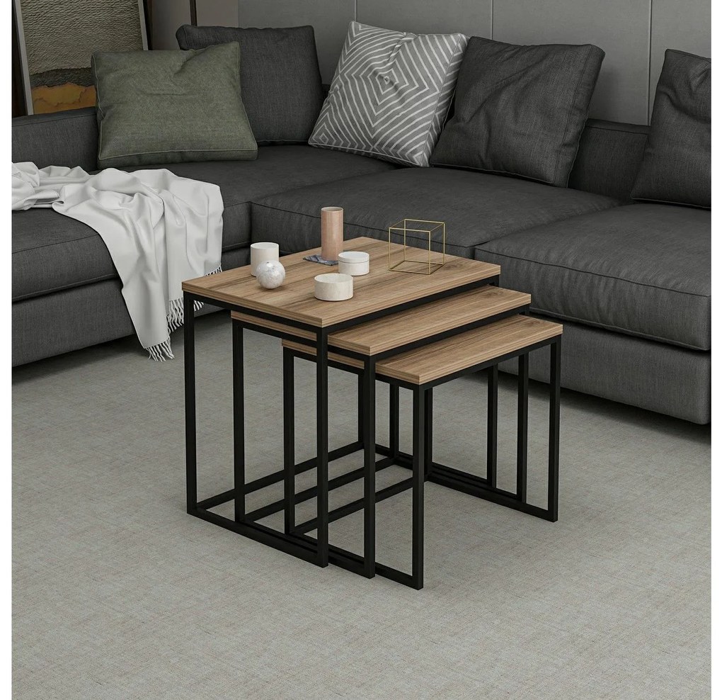 Set 3buc. măsuțe cafea Losuku 7 (Nuc) . 1094350