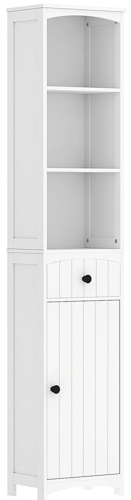 HOMCOM Şifonier de baie cu 3 rafturi, 1 sertar, solid, MDF, Alb | Aosom Romania