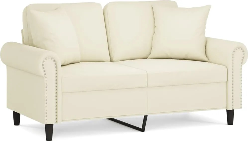 vidaXL Canapea cu 2 locuri cu pernuțe, crem, 120 cm, catifea