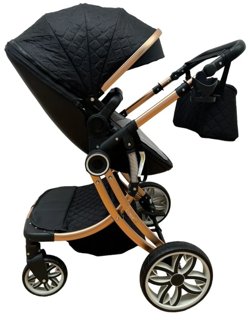 Carucior 3 in 1 cu landou transformabil in parte sport si scoica auto 0-36 luni, Negru- CPC-53-negru