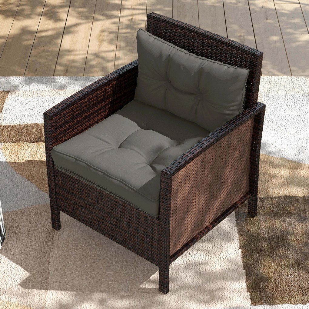 Outsunny Set de 4 perne pentru grădină cu 2 perne de șezut și 2 perne de spătar, poliester, gri antracit | Aosom Romania