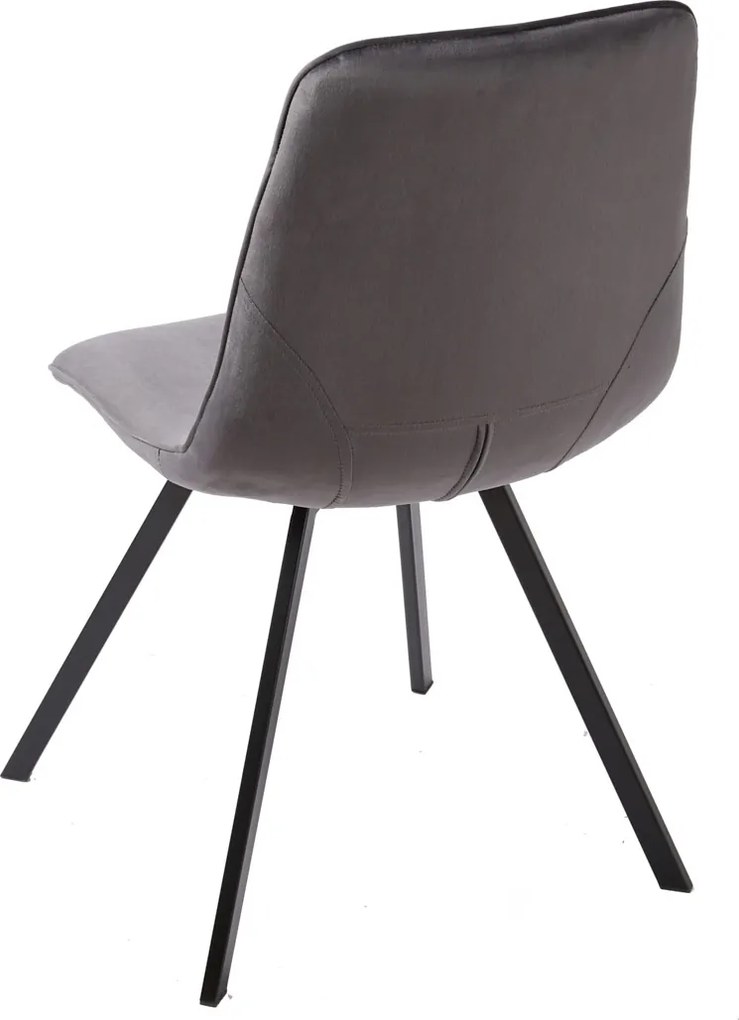 Set de 4 scaune industrial retro Amsterdam, catifea gri inchis A-39920 VC