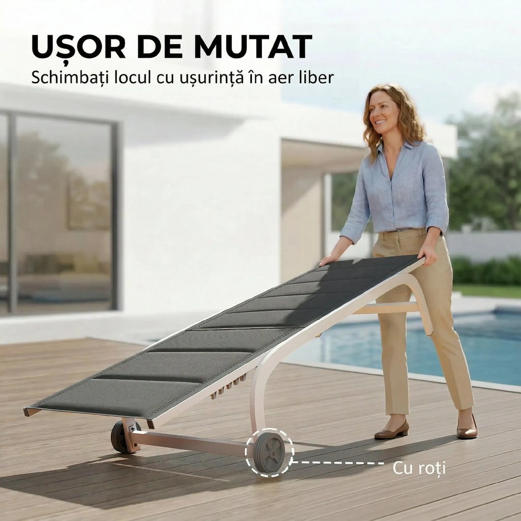 Outsunny șezlong basculant pentru plajă | Aosom Romania