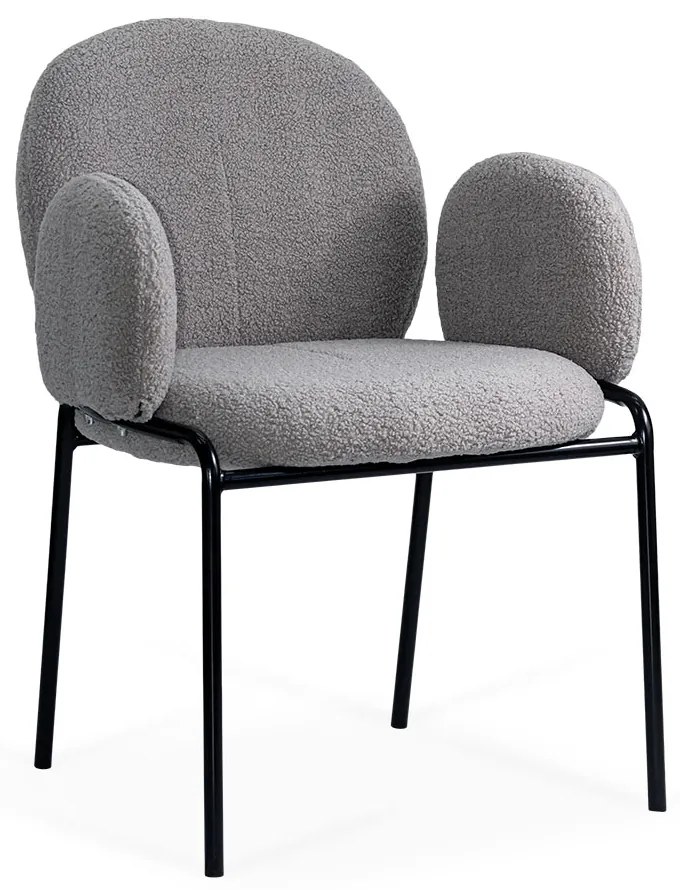 Scaun dining gri boucle cu cadru metalic negru BUC 281