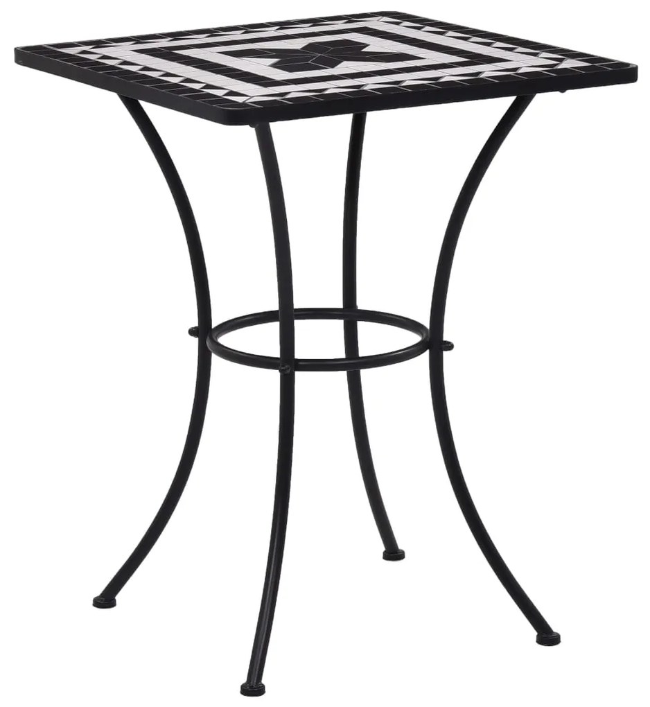 279414 vidaXL Set de bistro mozaic, 3 piese, negru & alb, placă ceramică