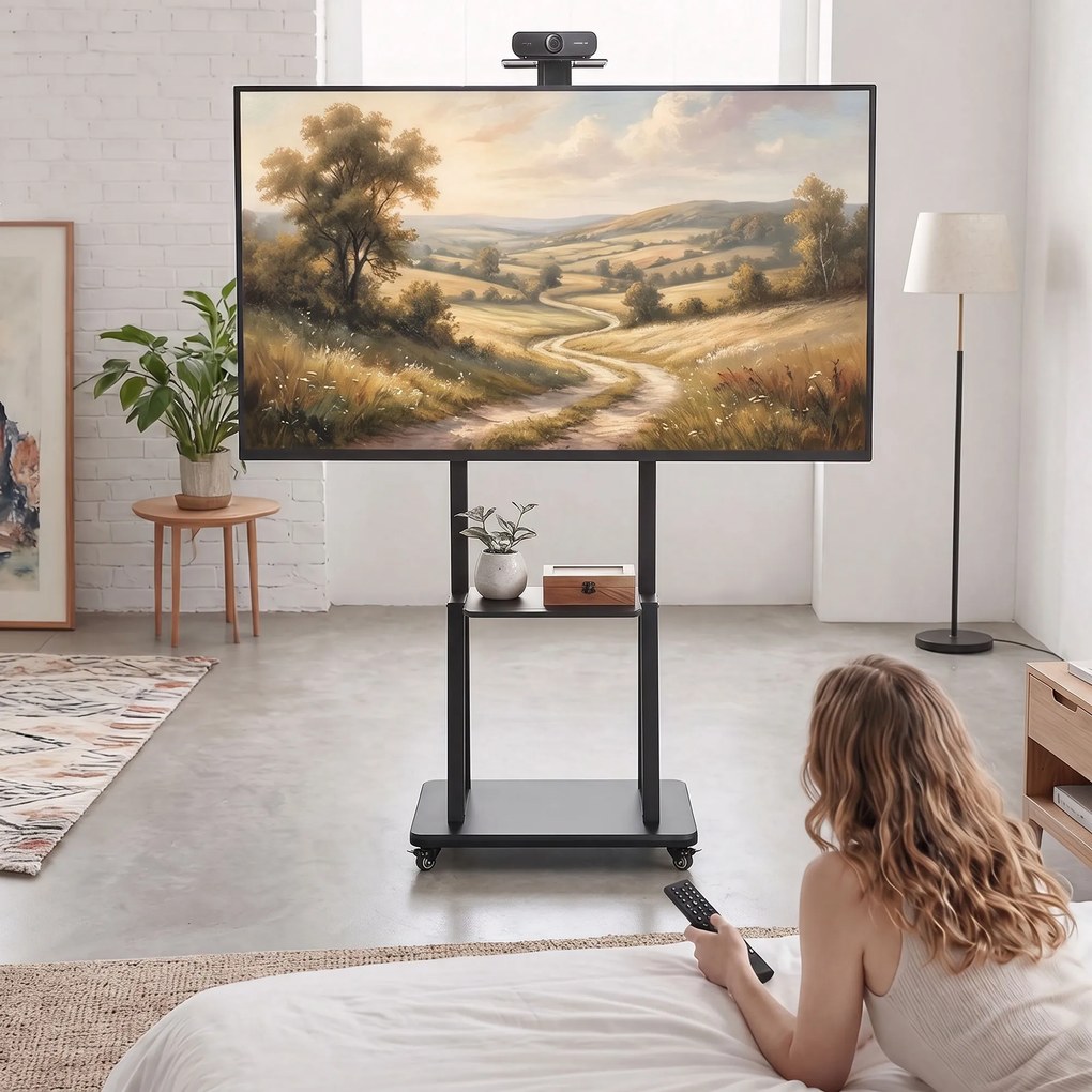 HOMCOM Suport Mobil pentru Televizor de 32-75 Inci, VESA Maxim 400x600, Negru | Aosom Romania