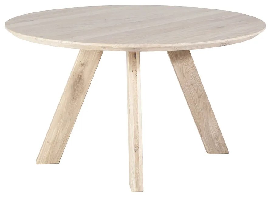Masa rotunda din lemn de stejar 140x140x78 cm maro deschis