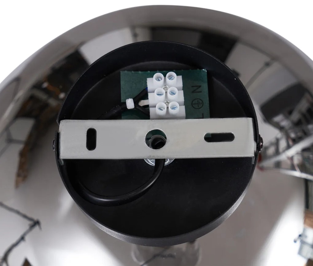 Plafonieră Art Deco neagră cu sticlă fumurie - Sandra