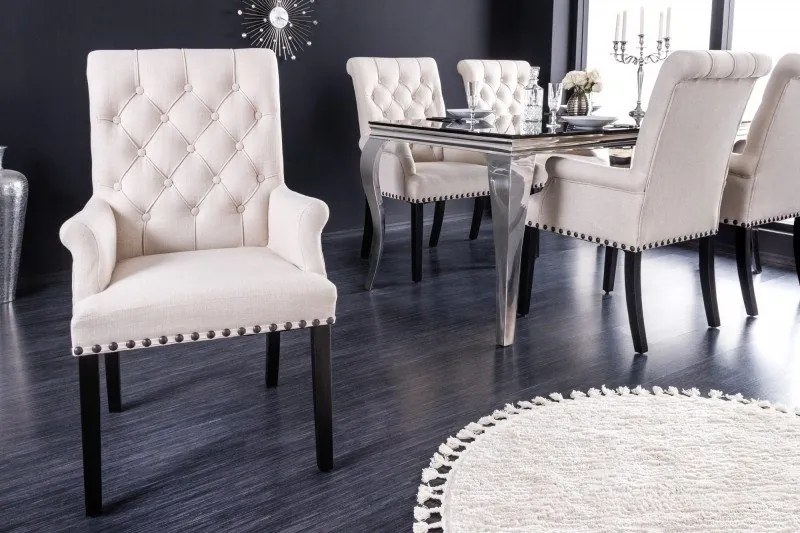 Set 2 scaune cu brate stil baroc Castle bej