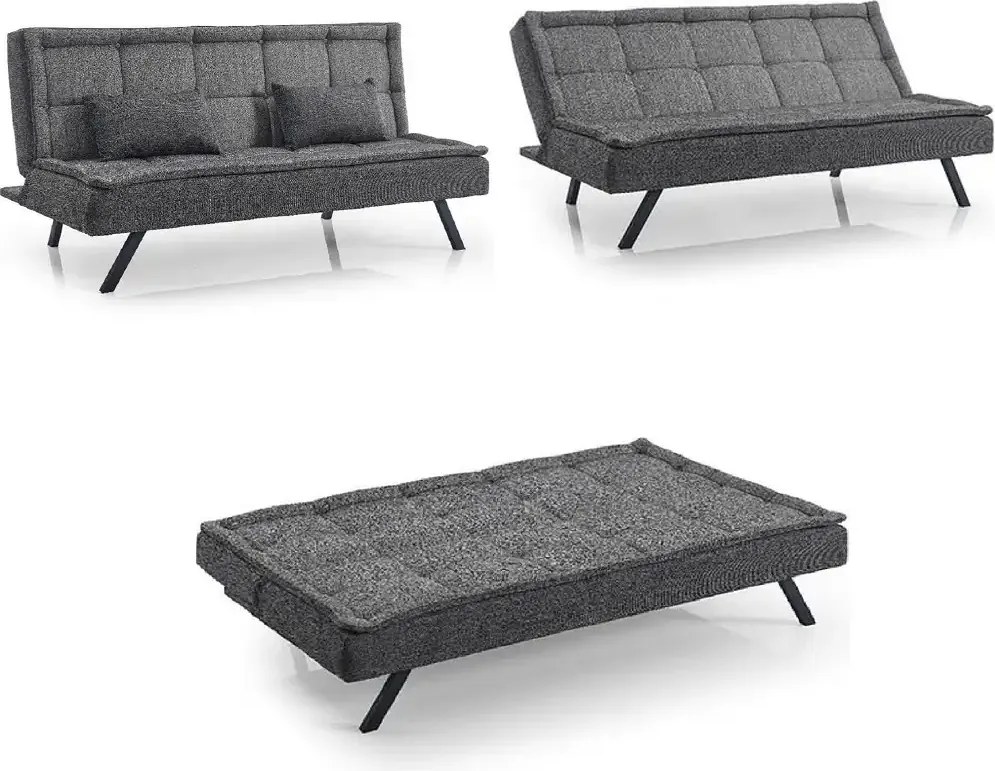 Canapea extensibila moderna 185x89x90 cm – stofa gri – Monaco