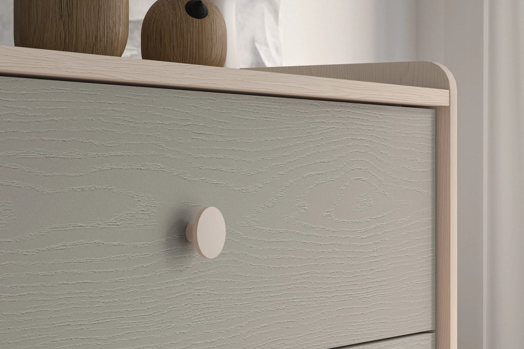 Comodă cu sertare Marla 90 cm - nisip deșert / palladium gri
