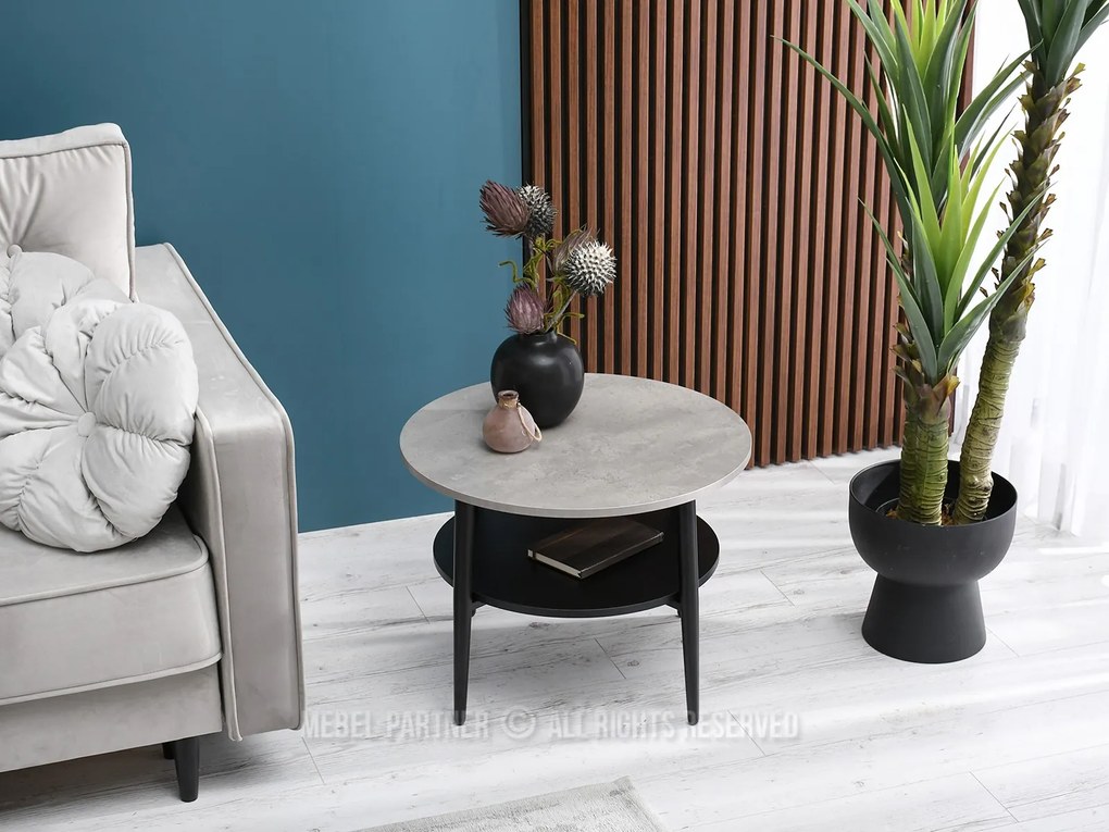 Măsuță de cafea Randolf S (beton + negru). Promo -16%. 1111687