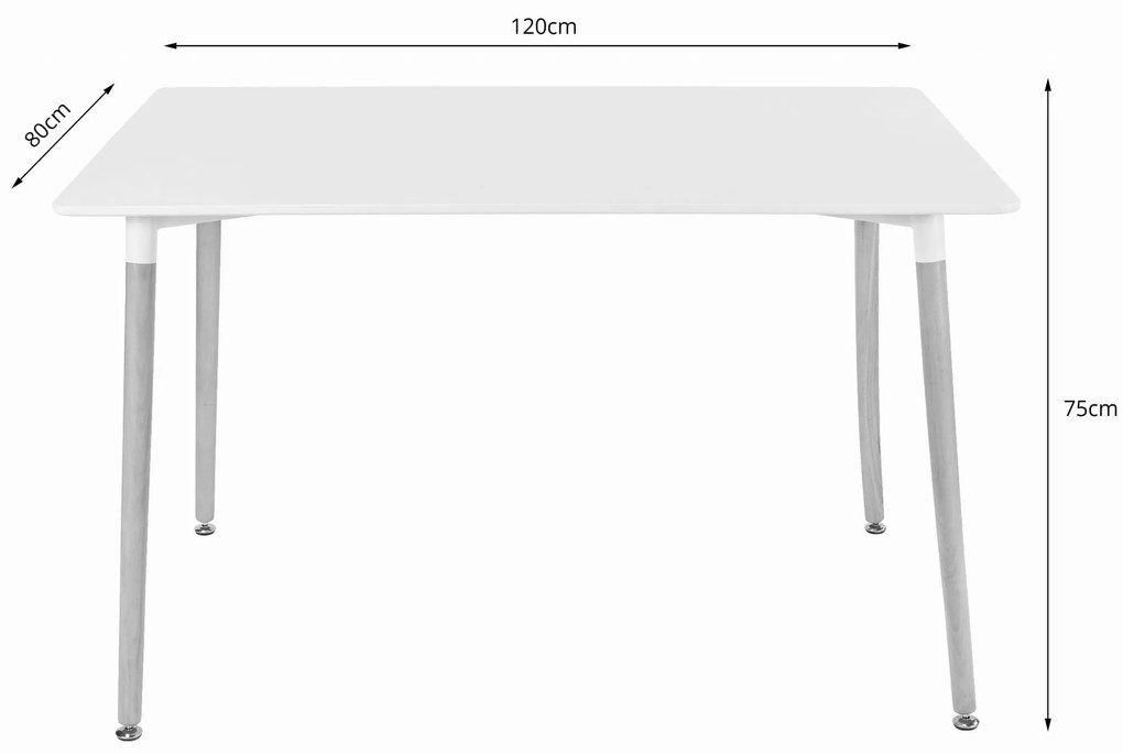 Set de dining 1 + 4, masa ADRIA 120x80cm alb + scaune BALI MARK negru