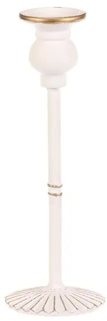 Sfeșnic metalic pentru lumânare conică 24 cm, alb, 24 cm