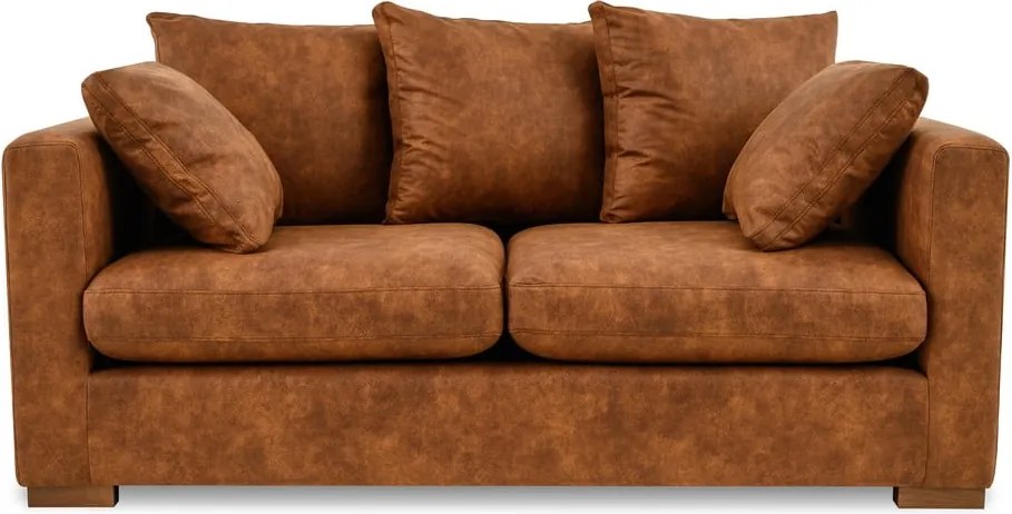 Canapea maro coniac cu tapițerie din imitație de piele 175 cm Hamburg – Scandic