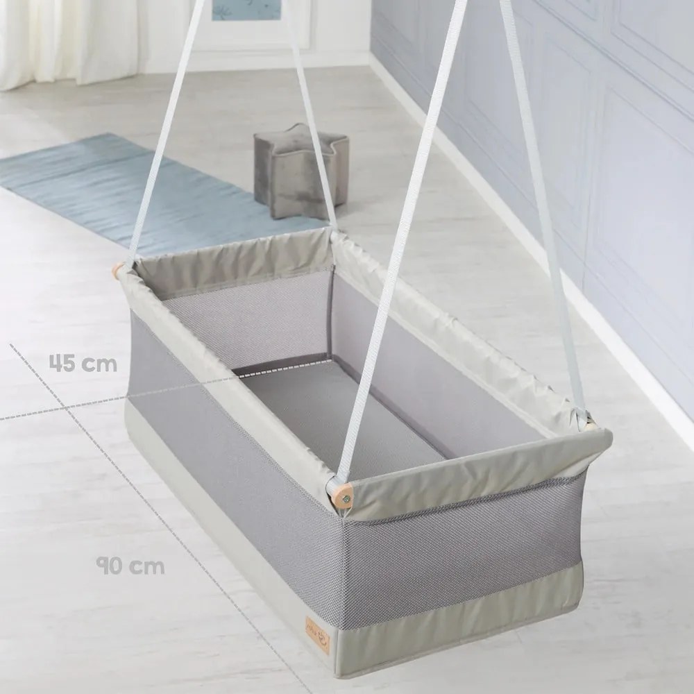 Pătuț leagăn gri 90x45 cm Safe asleep – Roba
