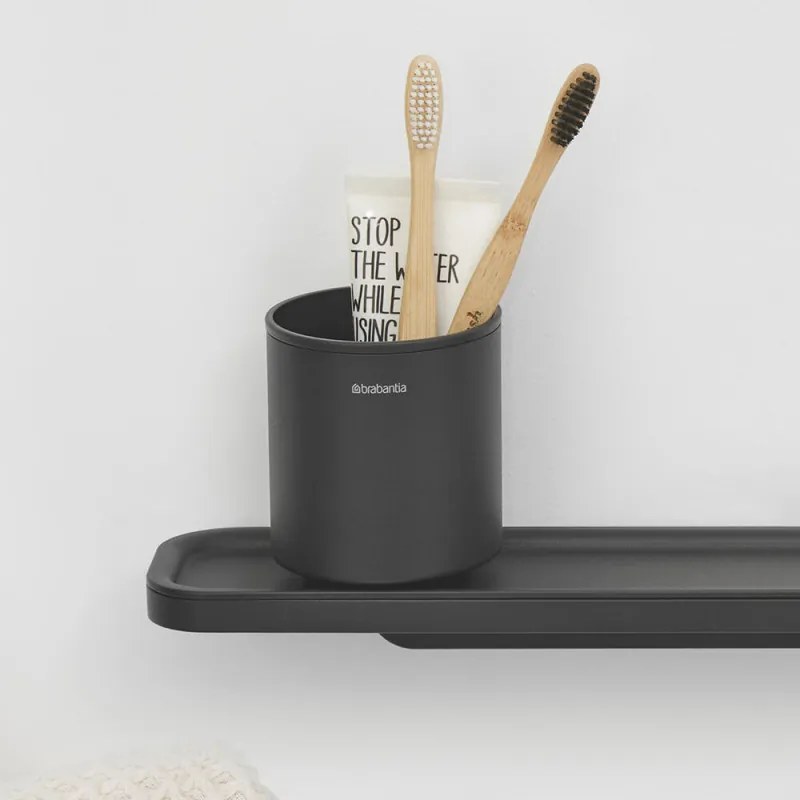 Brabantia MindSet suport periuță de dinți 1005684, Curățare ușoară, Deschidere largă, Acoperire minerală, Gri închis