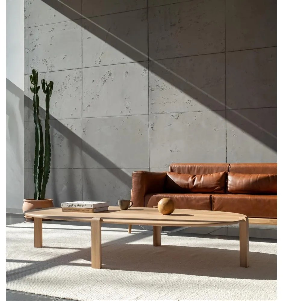 Măsuță de cafea în culoare naturală din lemn de stejar 100x180 cm Kulin – Gazzda