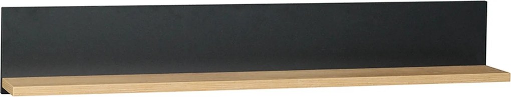 Polita SIRAN TYP 10, stejar lefkas/negru, DTD laminat, 120x18x20 cm
