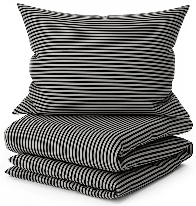 Lenjerie de pat din bumbac STRAVON negru-gri buzunar hotelier Dimensiune lenjerie de pat: 70 x 90 cm | 140 x 200 cm