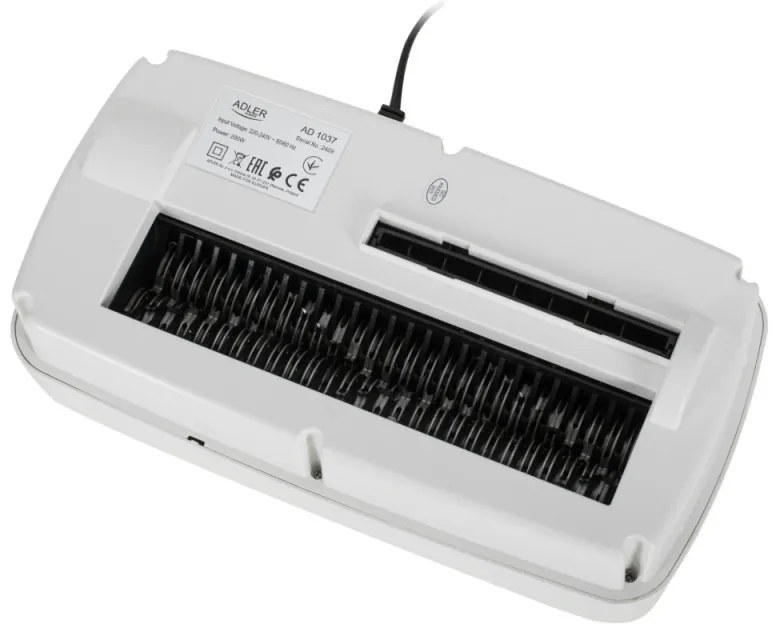 Distrugator de documente Adler AD 1037, 200 W, 13 L, Pana la 22 cm, 6 foi, CD/DVD si card, Pornire/oprire automata, Functie inversa, 69 dB, Alb