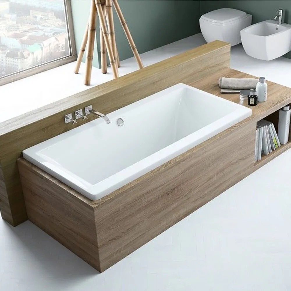 Cada dreptunghiulara Radaway Aridea acril 180x80 cm alb lucios
