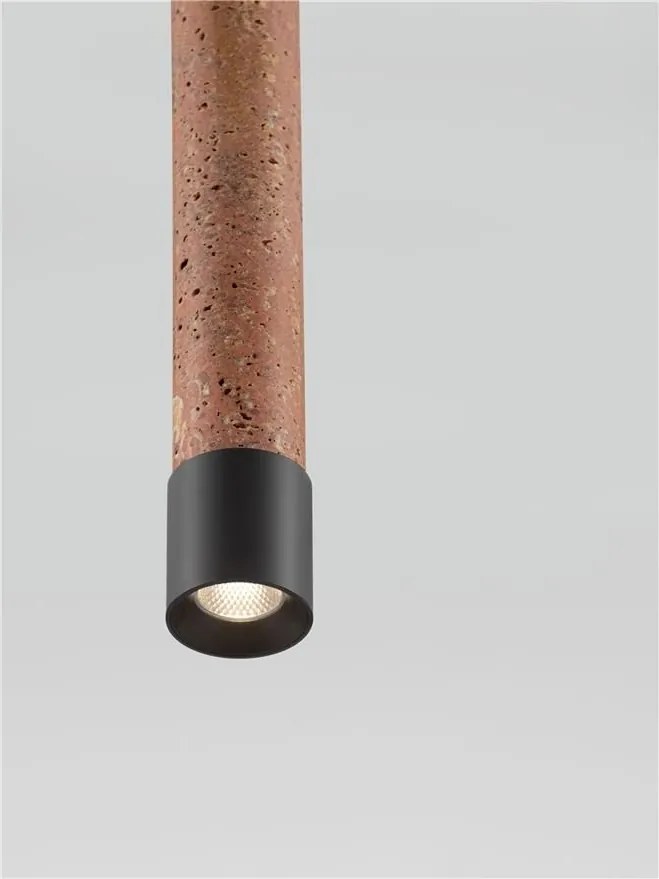 Lustra, Pendul tubular din travertin Muse metal negru