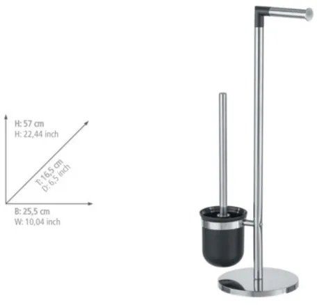 WENKO 21836800 - Perie WC PARUS 25,5 x 57 cm, inox/argintiu/negru