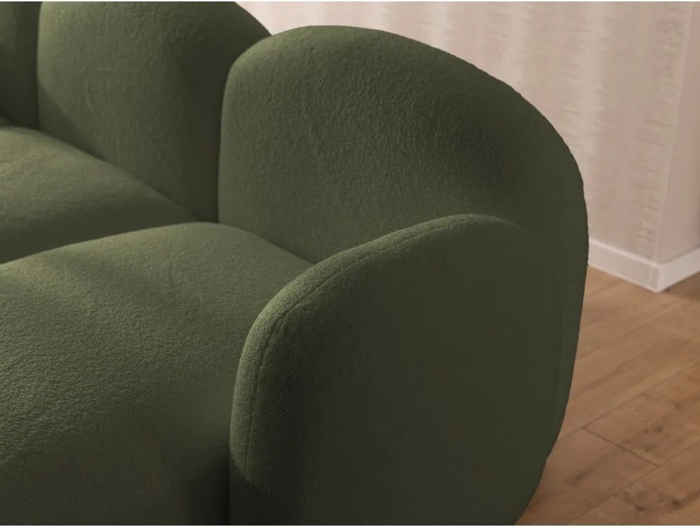 Colțar verde cu tapițerie din țesătură bouclé (în formă de "U") Orbit – Ropez