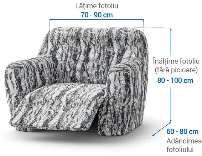 Huse bielastice OCEANO NOU gri-albăstrui fotoliu de relaxare (l. 70 - 90 cm)