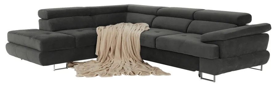 Set canapea cu spaţiu de depozitare, gri, material textil, stânga, BUTON R