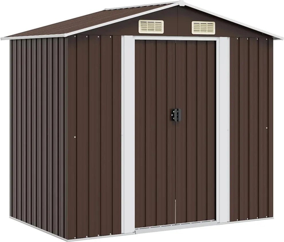 vidaXL Magazie de grădină, maro, 204 x 132 x 186 cm, oțel