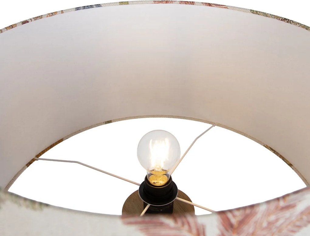 Lampă de podea din lemn cu abajur multicolor și cu imprimeu animalier 50cm - Tripod Classic