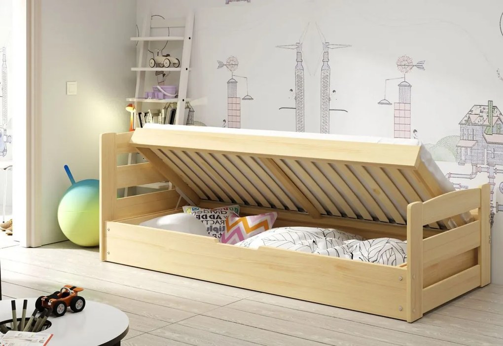 Expedo Pat pentru copii ARDENT P1, alb, 90x200 cm + saltea + somieră GRATIS