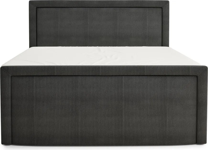 Pat boxspring gri antracit cu spațiu de depozitare 160x200 cm Fresco – Maison de Rêve