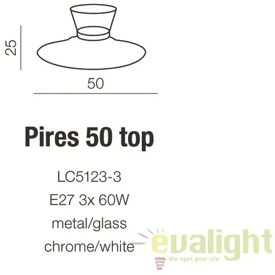 Lustra aplicata plafon design modern 50cm Pires Top