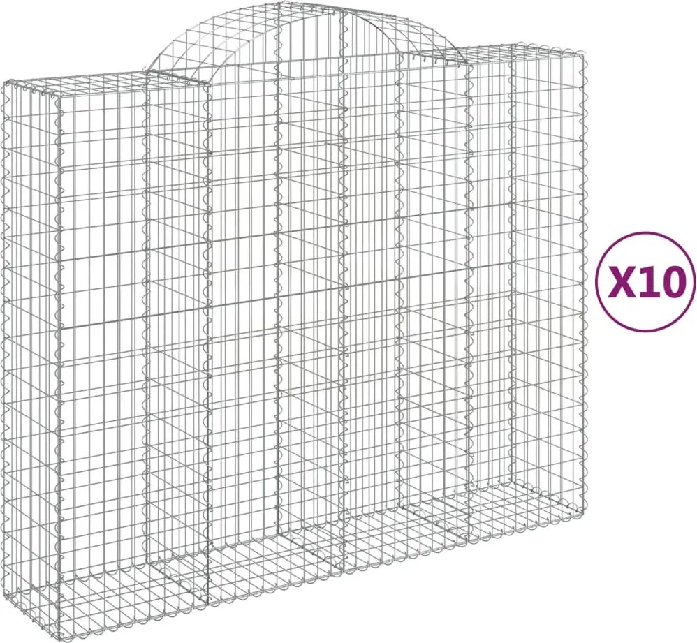 vidaXL Coșuri gabion arcuite 10 buc, 200x50x160/180cm, fier galvanizat