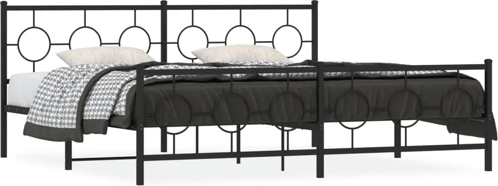 vidaXL Cadru pat metalic cu tăblii de cap/picioare, negru, 200x200 cm