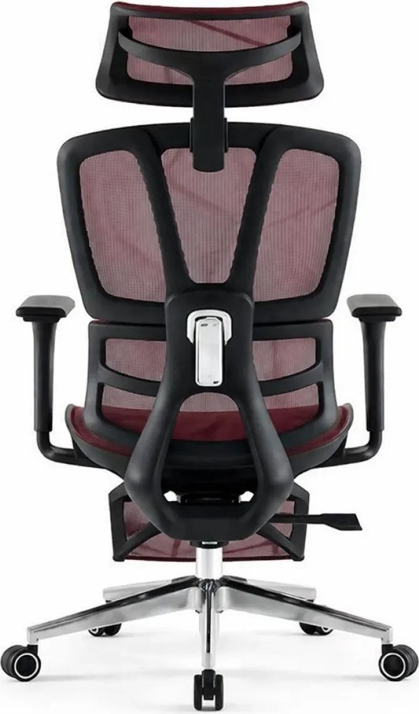 Scaun ergonomic, Sezut translatie, Cotiere 3D, Tetiera 3D, Suport lombar adaptiv, Pivotant, Suport picioare, Rosu