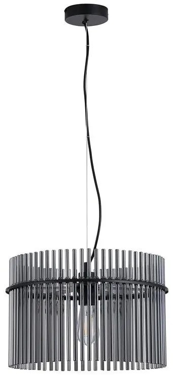 Lustra suspendata metal negru, tije din sticla Swizzle