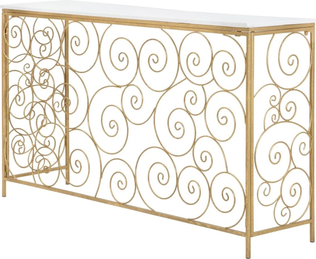 Consola Spiral, Mauro Ferretti, 140x36x82 cm, fier, auriu