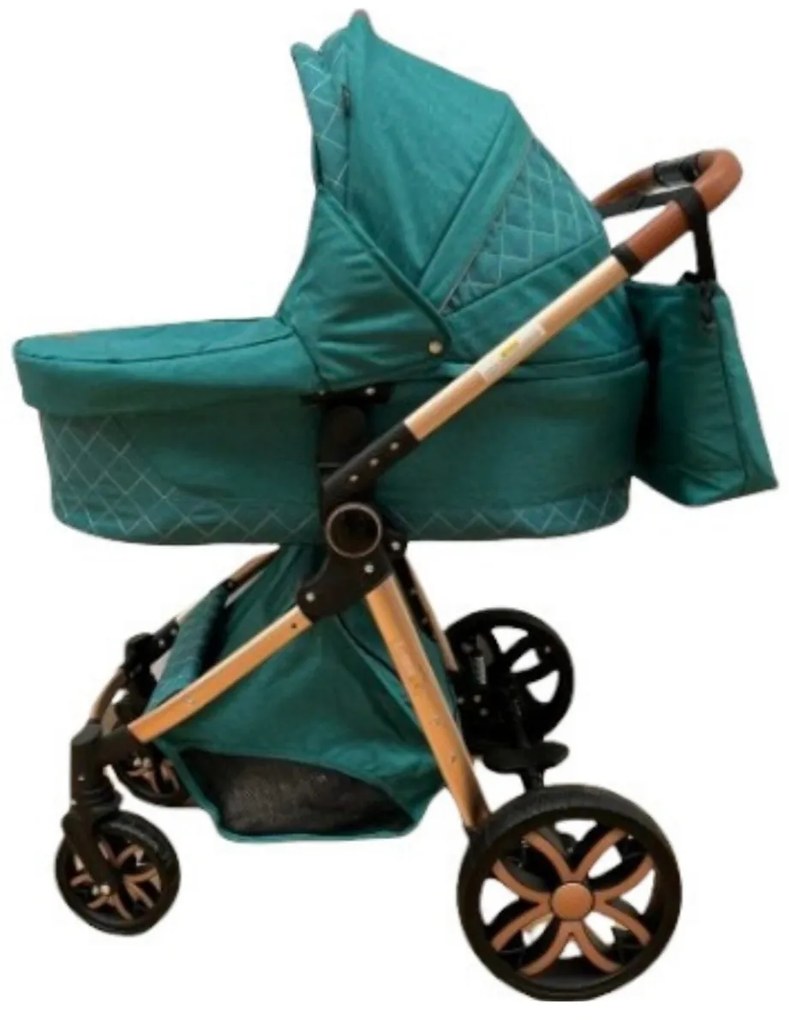 Carucior 3 in 1 cu landou, scoica si geanta, 0-36 luni, Turcoaz - CPC-11-turcoaz