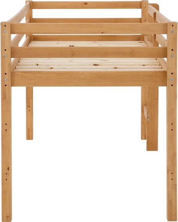 Pat pentru copii în culoare naturală înalt din lemn de pin 90x200 cm Alpi – Støraa