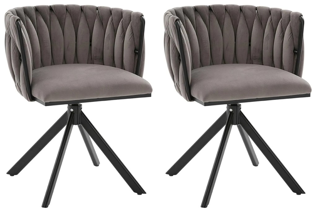 Set de 2 scaune pivotante din catifea, Gri | Aosom Romania