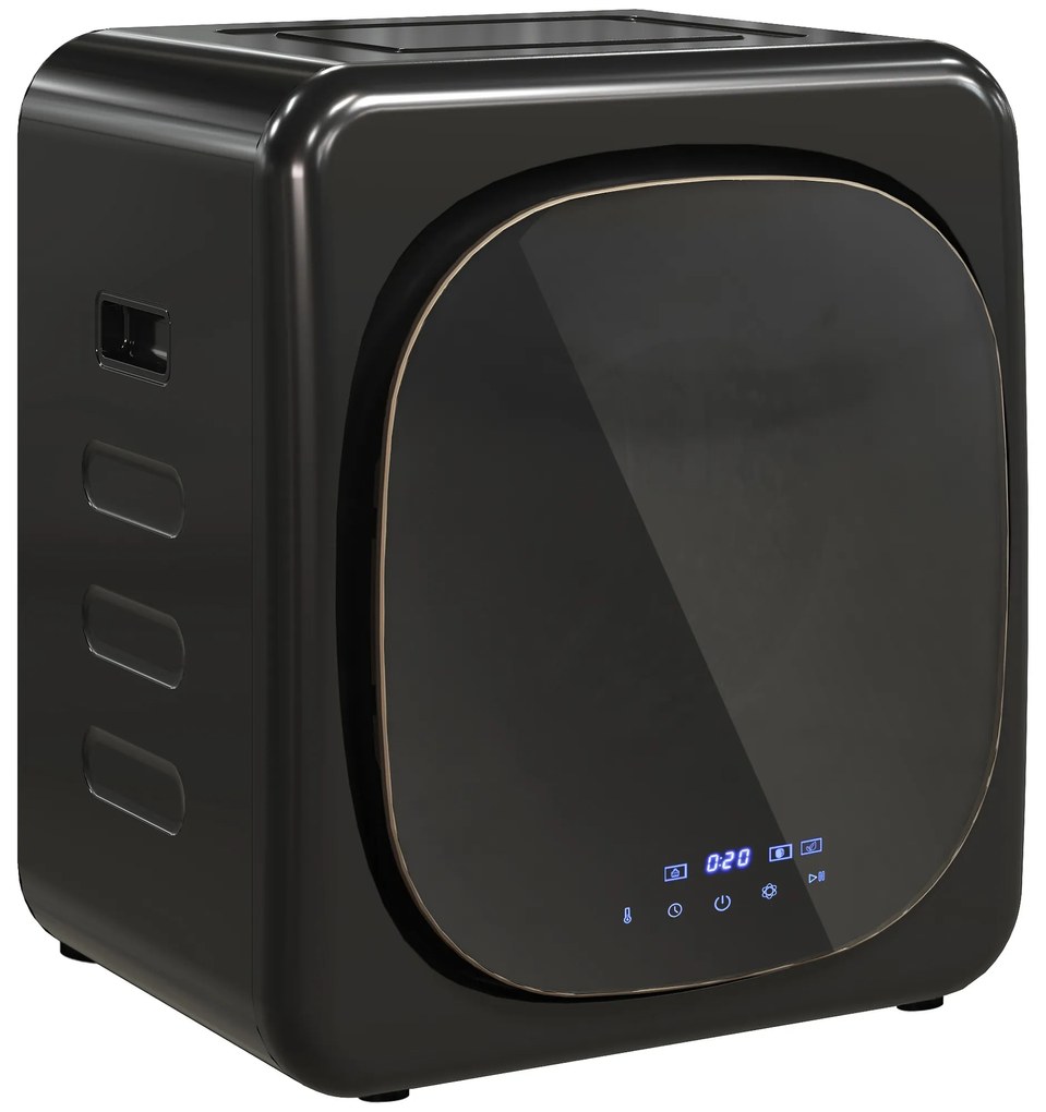 HOMCOM Uscător de Rufe cu Desinfecție UV, Design Compact, Capacitate 4 kg, Oțel Inoxidabil, Negru | Aosom Romania